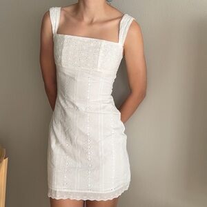 White Eyelet Sleeveless Dress